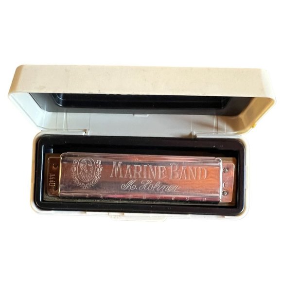 Vintage Marine Band M Hohner Harmonica Silver Germany Key C A440 - Picture 2 of 12
